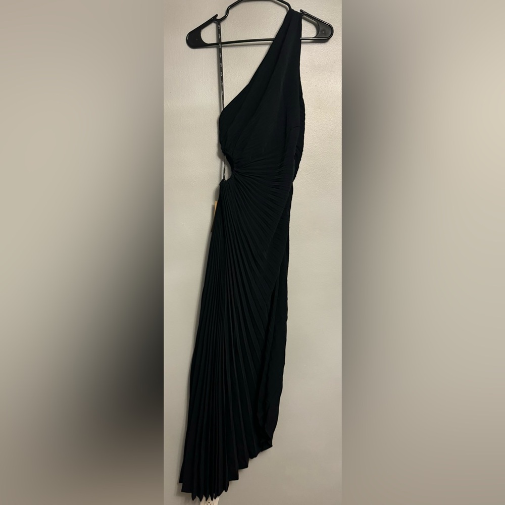 OPT Black pleated one shoulder cutout dress S NWT $185 - Picture 3 of 4
